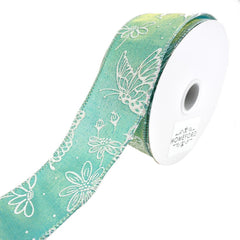 Iridescent Butterflies 2-Toned Satin Wired Ribbon, 10-yard