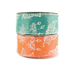 Iridescent Butterflies 2-Toned Satin Wired Ribbon, 10-yard