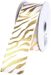 Zebra Stripe Metallic Satin Ribbon, 1-1/2-inch, 10-yard