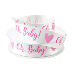 Oh Baby! Quote Satin Baby Shower Ribbon, 7/8-inch, 10-yard