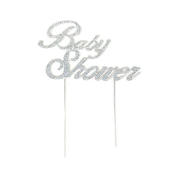 Rhinestone Cake Topper "Baby Shower", 7-1/4-Inch