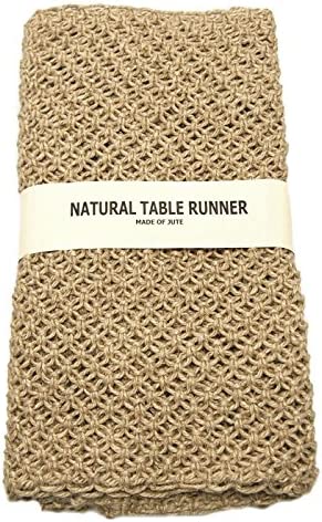 Braided Mesh Burlap Table Runner, 14-Inch, Natural