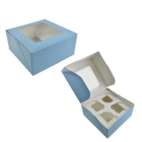 Cupcake Boxes, Light Blue, 6-1/4-Inch, 2-Count