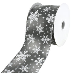 Christmas Snowflakes Satin Wired Ribbon, 10-yard