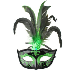 Fancy Feather Masquerade Mask, 7-Inch x 3-1/4-Inch