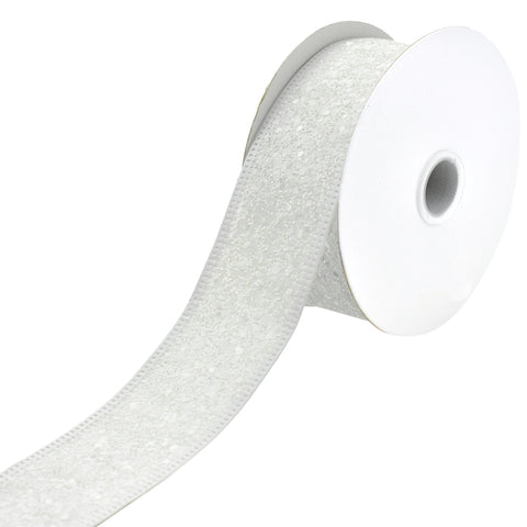 Super Glitter Wired Ribbon, 1-1/2-Inch, 10-Yard - White