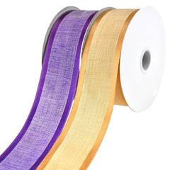 Faux Linen Ribbon with Satin-Edge, 25-yard