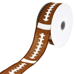 Football Sports Pattern Satin Wired Ribbon, 1-1/2-inch, 10-Yard