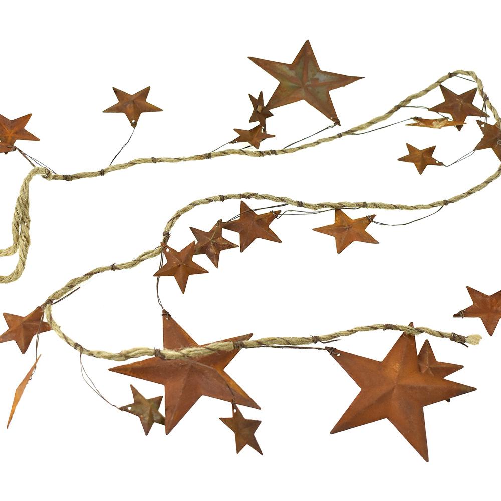 Rusted Metal Star Garland, 43-Inch