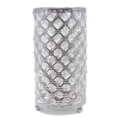 Metal Crystal Candle Holder with Hanging Beads, 9-1/2-Inch