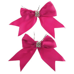 Pre-Tied Satin Bows with Rhinestone, 4-Inch, 2-Piece