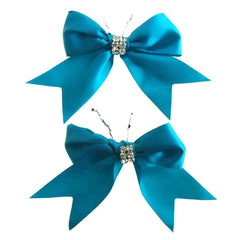 Pre-Tied Satin Bows with Rhinestone, 4-Inch, 2-Piece