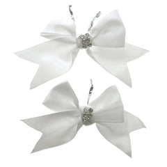 Pre-Tied Satin Bows with Rhinestone, 4-Inch, 2-Piece