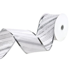 Glittered Christmas Diagonal Stripes Wired Ribbon, 2-1/2-inch, 10-yard