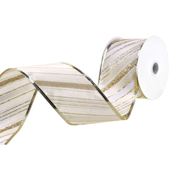 Glittered Christmas Diagonal Stripes Wired Ribbon, 2-1/2-inch, 10-yard