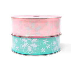 Glitter Daisy Printed Grosgrain Ribbon, 7/8-Inch, 4-Yard