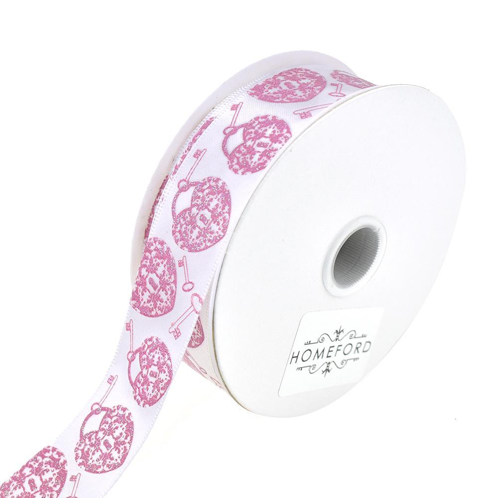 Key to My Heart Printed Ribbon, 7/8-Inch, 3-Yard