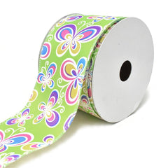 Butterflies Satin Wired Printed Ribbon, 10-yard