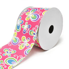 Butterflies Satin Wired Printed Ribbon, 10-yard