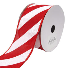 Diagonal Striped Faux Linen Nantucket Ribbon, 2-1/2-Inch, 10-Yards