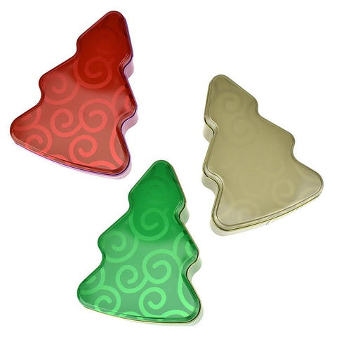 Christmas Tree Shaped Tin Containers, 6-1/2-Inch, 3-Piece