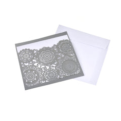 Blank Square Floral Mandala Lace Laser Cut Invitations, 6-1/4-Inch, 8-Piece