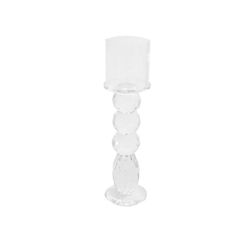 Clear Glass Crystal Candle Holder, 9-1/2-Inch