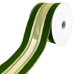 Christmas Velvet Mesh Center Wired Ribbon, 2-1/2-Inch