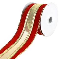 Christmas Velvet Mesh Center Wired Ribbon, 2-1/2-Inch