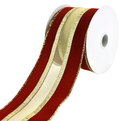 Christmas Velvet Mesh Center Wired Ribbon, 2-1/2-Inch