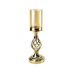 Twisted Candle Holder with Glass Cylinder Centerpiece, 16-Inch