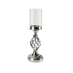 Twisted Candle Holder with Glass Cylinder Centerpiece, 16-Inch