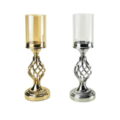 Twisted Candle Holder with Glass Cylinder Centerpiece, 16-Inch