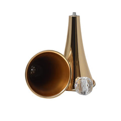 Metal Slim Waste Trumpet Vase with Diamond Accent, Gold, 17-1/2-Inch