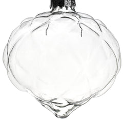 Fillable Glass Diamond Cut Onion Christmas Ornament, 3-Inch