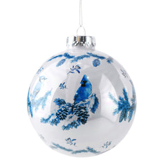 Bluebird Glass Christmas Ball Ornaments, 3-1/2-Inch, 2-Piece