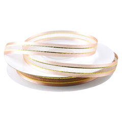 Gold-Lined Satin Edge Organza Ribbon, 25-yard