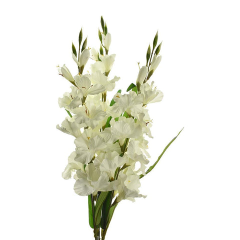 Artificial Satin Gladiolus Spring Floral Bush, Cream, 29-Inch