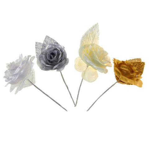 Single Satin Rose Flowers, 2-Inch, 12-Piece