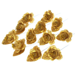 Single Satin Rose Beaded Flowers, 12-Piece