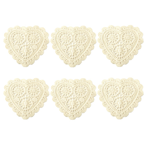 Cotton Lace Heart Doilies, 3-Inch, 6-Count