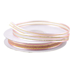 Gold-Lined Satin Edge Organza Ribbon, 25-yard