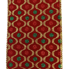 Glittered Jewels Fiesta Velvet Wired Ribbon, 4-Inch, 10-Yard - Scarlet