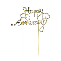 Happy Anniversary Rhinestone Cake Topper, 6-1/2-Inch