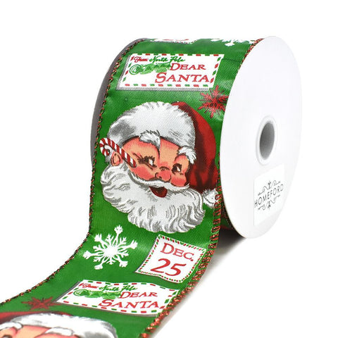 Christmas Vintage Letters to Santa Wired Ribbon, 2-1/2-Inch, 10-Yard
