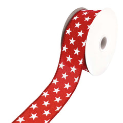 Patriotic Stars Satin Wired Ribbon, 1-1/2-Inch, 10-Yard