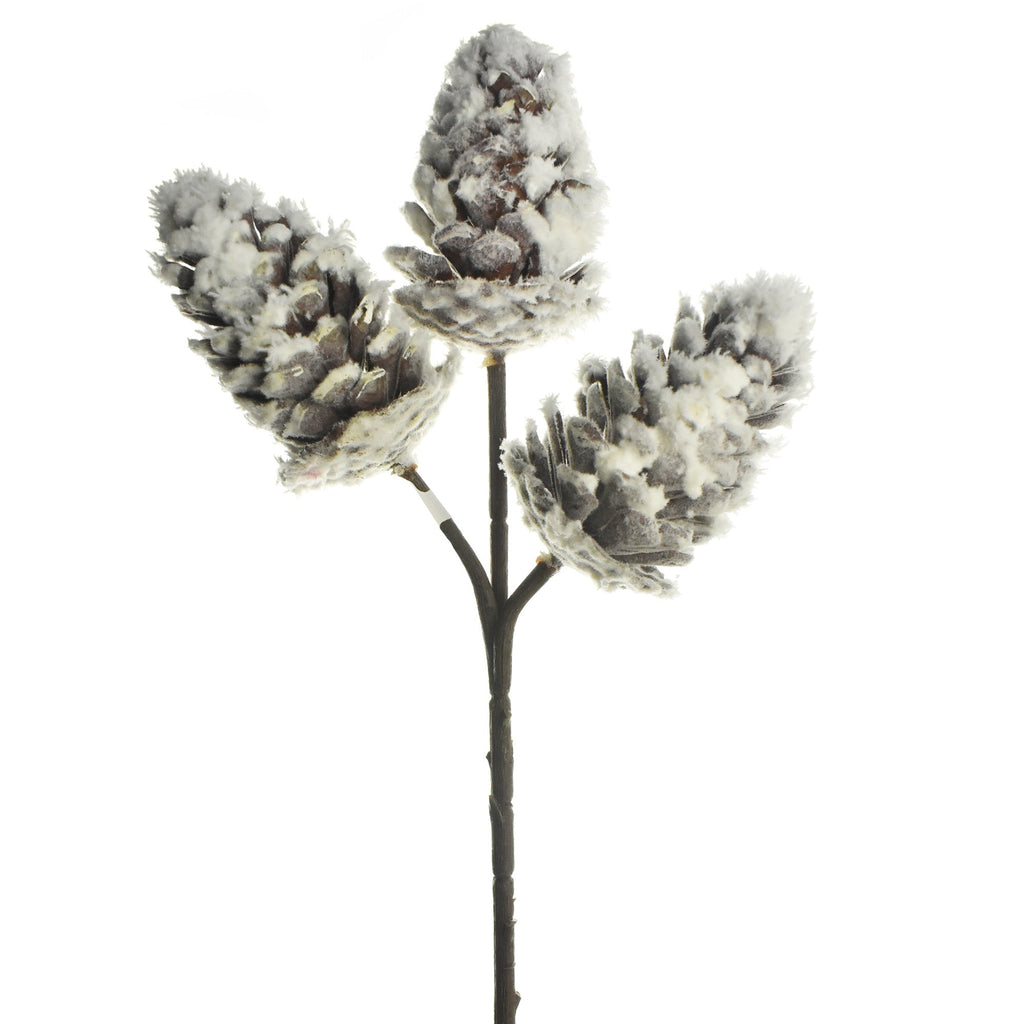 Artificial Snowed Pine Cones Pick, 12-Inch