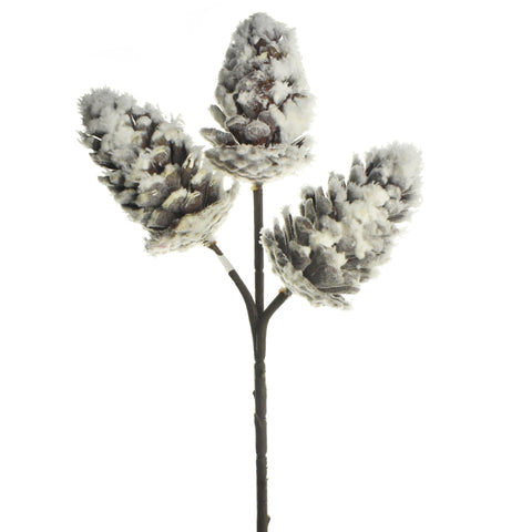 Artificial Snowed Pine Cones Pick, 12-Inch