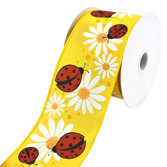 Ladybugs and Daisies Wired Ribbon, 2-1/2-Inch, 10-Yard