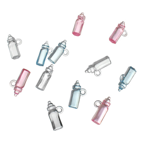 Acrylic Plastic Baby Bottle Charm Favors, 12-Count, 1-1/2-Inch